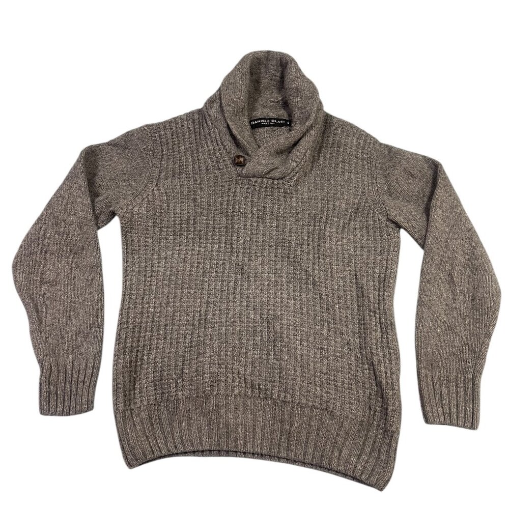 Daniele Blasi Gray Wool Mock Neck Sweater Men Size S Knit Long Sleeves Italy VTG